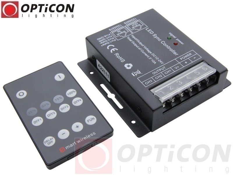 Sterownik Taśm LED MONO OPTICON Radiowy 30A 12V / 24V DC Pilot 14K