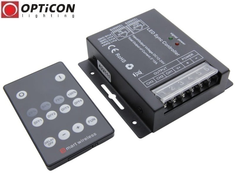 Sterownik Taśm LED MONO OPTICON Radiowy 30A 12V / 24V DC Pilot 14K
