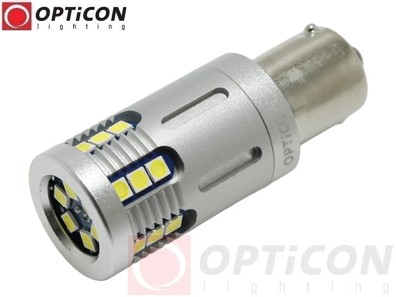 Żarówka Led P21W Ba15s 12V 24V DC 24x SMD3030 Biały Zimny 6000K CANBUS OPTICON PREMIUM