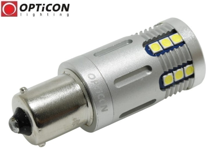 Żarówka Led P21W Ba15s 12V 24V DC 24x SMD3030 Biały Zimny 6000K CANBUS OPTICON PREMIUM