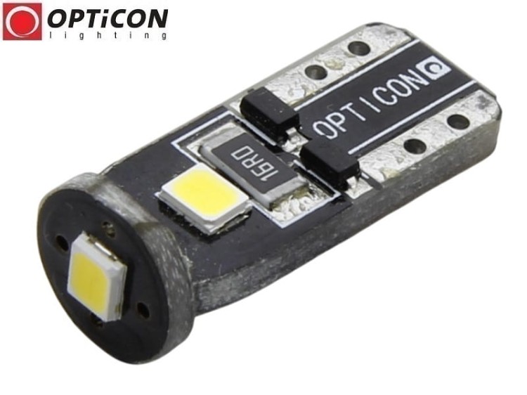 Żarówka Led W5W T10 12V DC 3x SMD 2835 Biały Ciepły 3000K OPTICON PREMIUM
