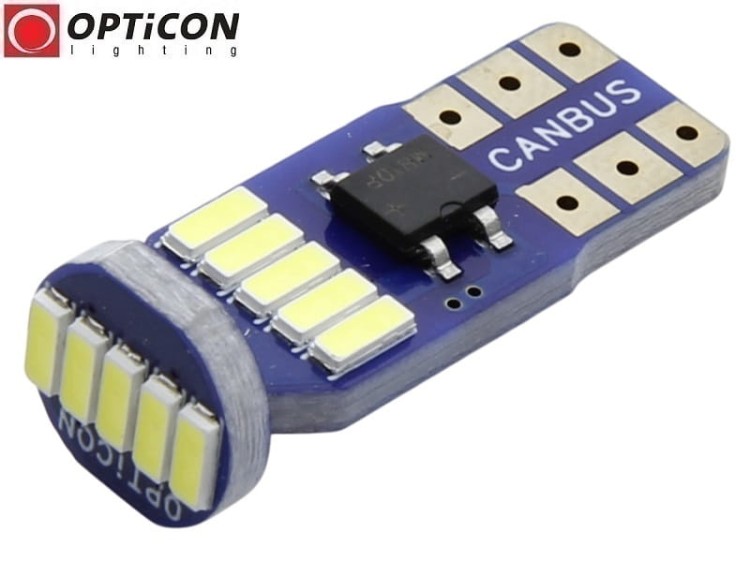 Żarówka Led W5W T10 12V DC 15x SMD 3014 Biały Zimny 6000K OPTICON PREMIUM