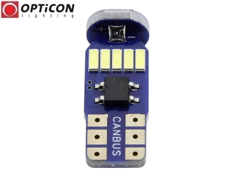 Żarówka Led W5W T10 12V DC 15x SMD 3014 Biały Zimny 6000K OPTICON PREMIUM