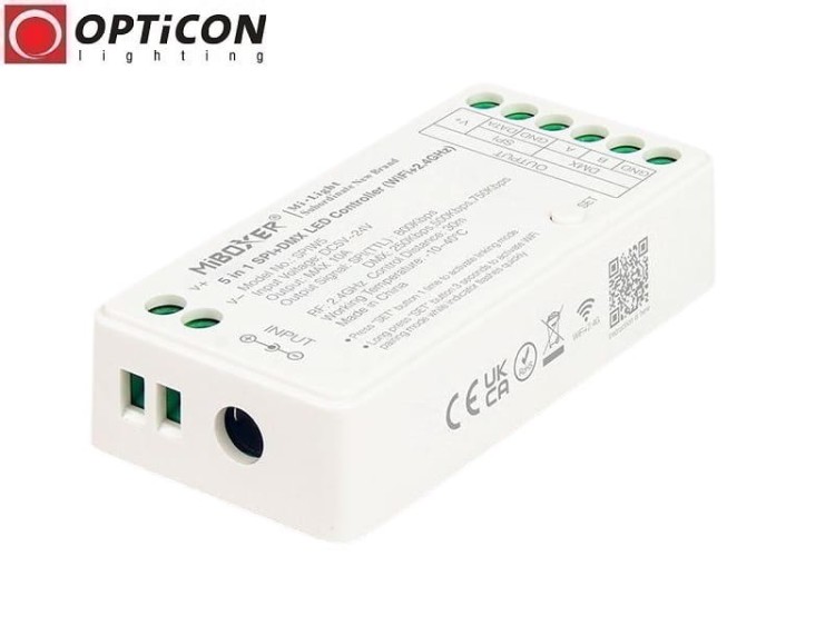 Sterownik Cyfrowych Taśm LED MiBOXER 5in1 SPIW5 Digital SPI DMX 10A 12V / 24V DC Radiowy 2,4G + WiFI Tuya App