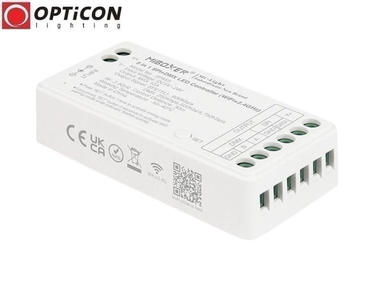 Sterownik Cyfrowych Taśm LED MiBOXER 5in1 SPIW5 Digital SPI DMX 10A 12V / 24V DC Radiowy 2,4G + WiFI Tuya App