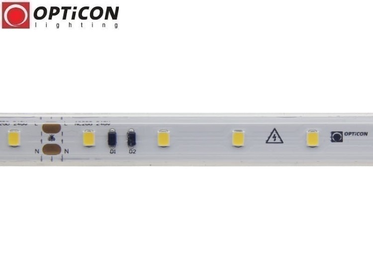 Taśma LED 230V AC Biały Neutralny 4000K 7W/m IP68 12mm 300 SMD 2835 OPTICON PREMIUM