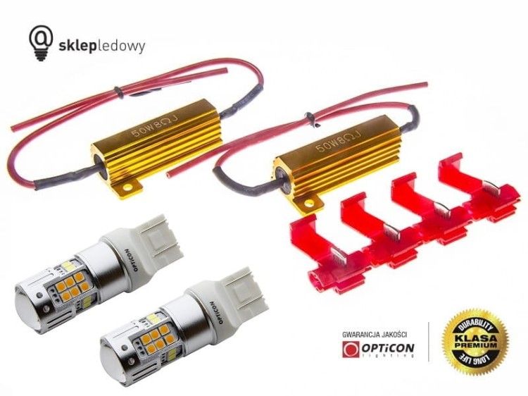 Subaru Forester V - Światła postojowe i kierunkowskazów Dual Color LED W21/5W 7443 T20 Opticon Premium - Zestaw 2 żarówki