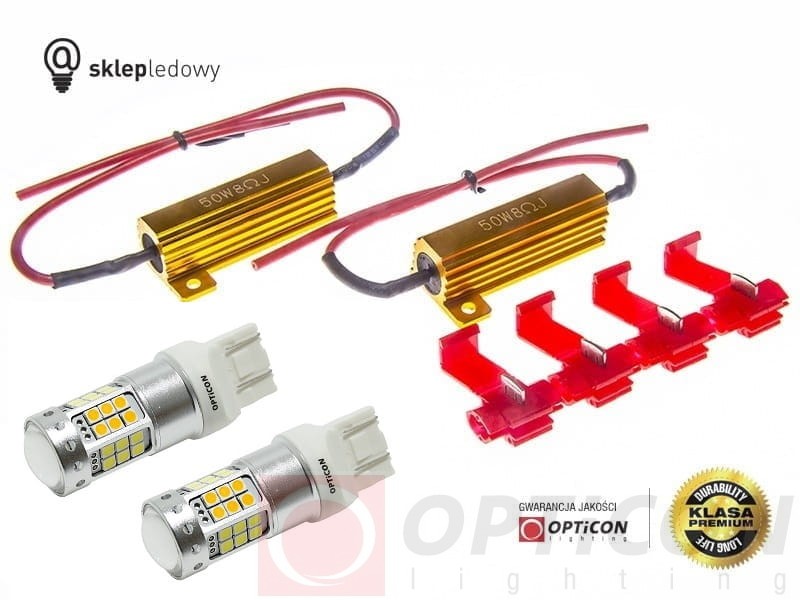 Jeep Grand Cherokee WK2 - Światła postojowe i kierunkowskazów Dual Color LED W21/5W 7443 T20 Opticon Premium - Zestaw 2 żarówki