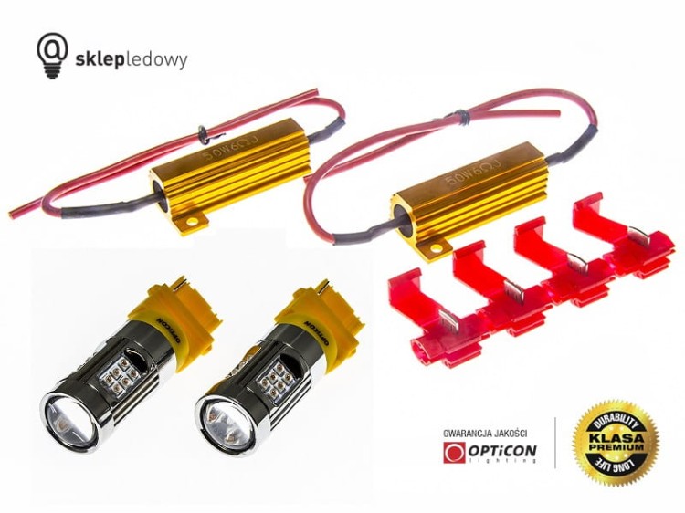 Toyota Sienna USA - Światła kierunkowskazów LED P27W 3156 CANBUS Opticon Premium - Zestaw 2 żarówki