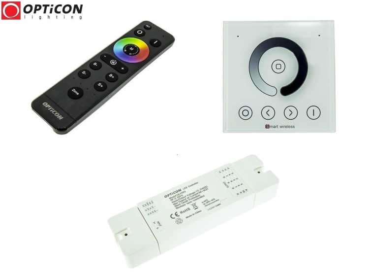 Sterownik Taśm LED MONO OPTICON Radiowy 24A 12V / 24V DC Pilot i Panel Naścienny Jednostrefowy