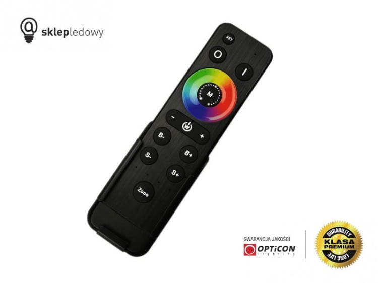 Sterownik Taśm LED MONO OPTICON Radiowy 24A 12V / 24V DC Pilot i Panel Naścienny Jednostrefowy