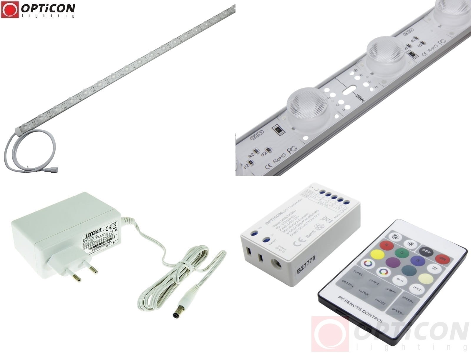 Lampa Liniowa LED IP67 100cm 18W 10x60st 18x SMD3030 Wielokolorowa RGB z zasilaczem 230V