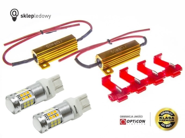 Jeep Wrangler USA - Światła postojowe i kierunkowskazów Dual Color LED W21/5W 7443 T20 Opticon Premium - Zestaw 2 żarówki