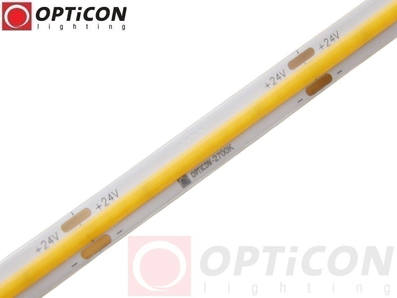 Taśma LED 24V COB 1600 SMD 8mm IP65 8W/m Biały Ciepły 2700K OPTICON PREMIUM