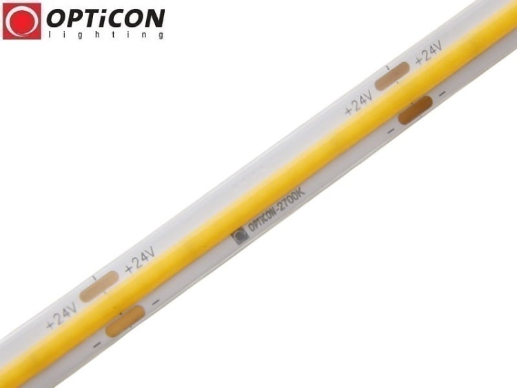 Taśma LED 24V COB 1600 SMD 8mm IP65 8W/m Biały Ciepły 2700K OPTICON PREMIUM
