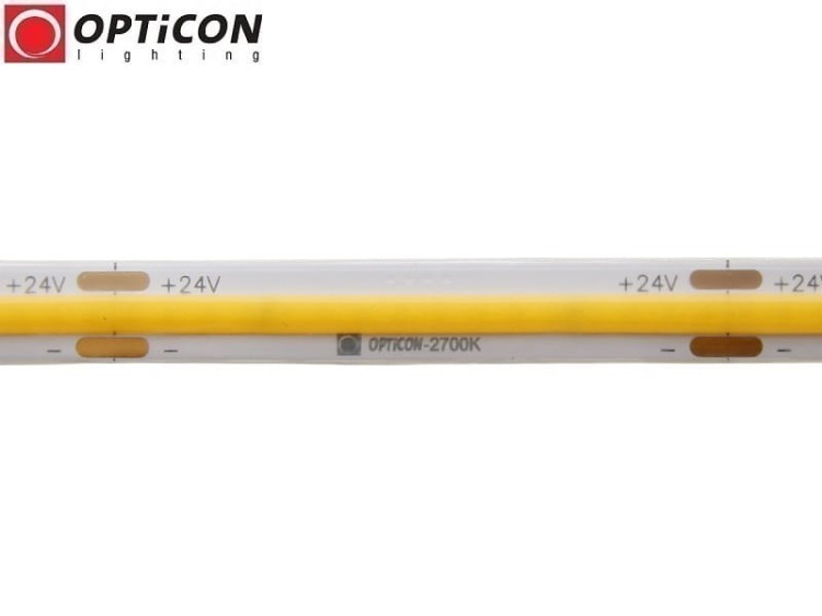 Taśma LED 24V COB 1600 SMD 8mm IP65 8W/m Biały Ciepły 2700K OPTICON PREMIUM