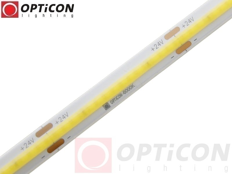 Taśma LED 24V COB 1600 SMD 8mm IP65 8W/m Biały Zimny 6000K OPTICON PREMIUM
