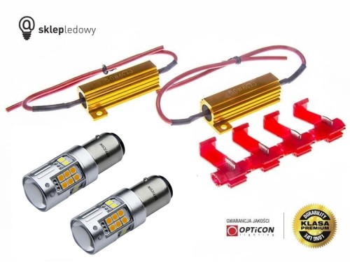 Subaru Tribeca USA - Światła postojowe i kierunkowskazów Dual Color LED P21/5W Bay15d Opticon Premium - Zestaw 2 żarówki