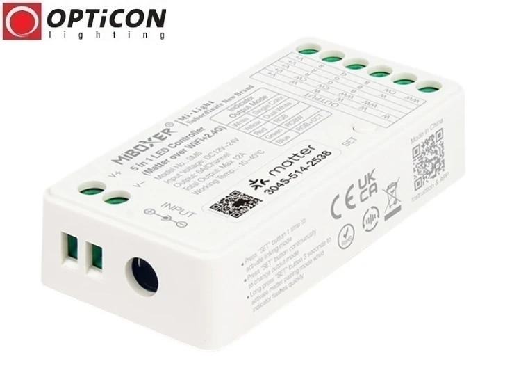 Sterownik Taśm LED Miboxer 5in1 SM5 12A 12V / 24V DC 2,4G Matter Over Wi-Fi
