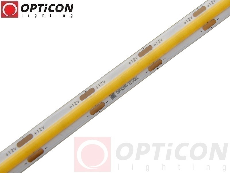 Taśma LED 12V COB 1600 SMD 9mm IP65 8W/m Biały Ciepły 2700K OPTICON PREMIUM