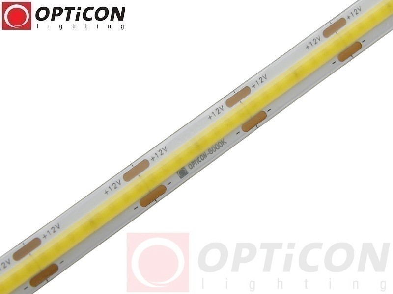 Taśma LED 12V COB 1600 SMD 9mm IP65 8W/m Biały Zimny 6000K OPTICON PREMIUM