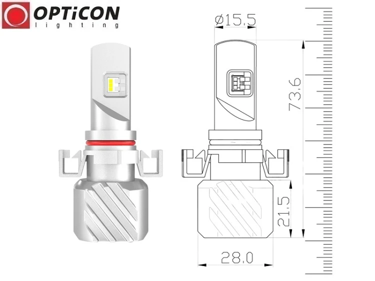 Citroen C4 Cactus - Światła Przeciwmgłowe LED DRL PSX24W OPTICON PREMIUM - Zestaw 2 żarówki
