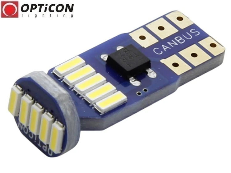 Żarówka Led W5W T10 12V DC 15x SMD 3014 Biały Ciepły 3000K OPTICON PREMIUM