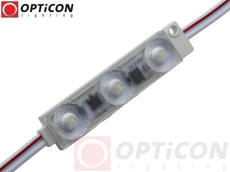 Moduł LED 230V AC 1W IP68 175st 3x SMD2835 Biały Zimny 7000K