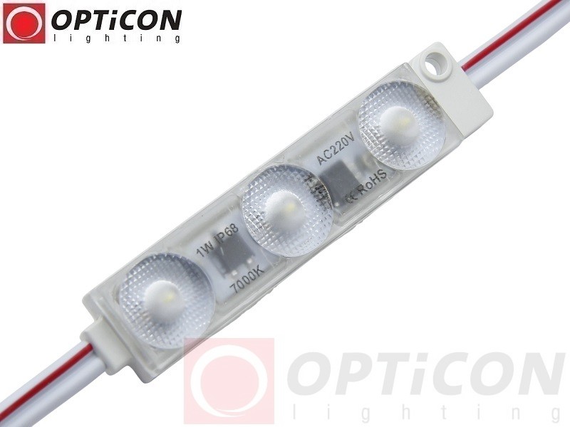 Moduł LED 230V AC 1W IP68 175st 3x SMD2835 Biały Zimny 7000K