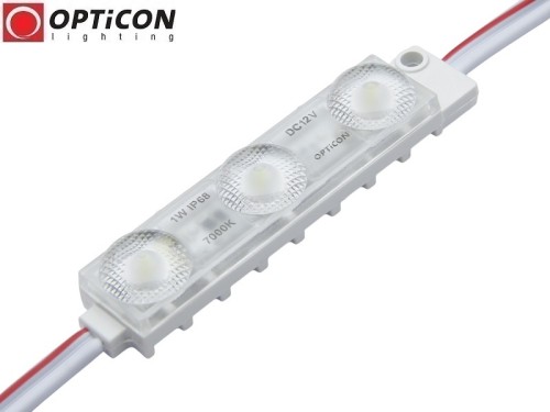 Moduł LED 12V 1W IP68 175st 3x SMD2835 Biały Zimny 7000K