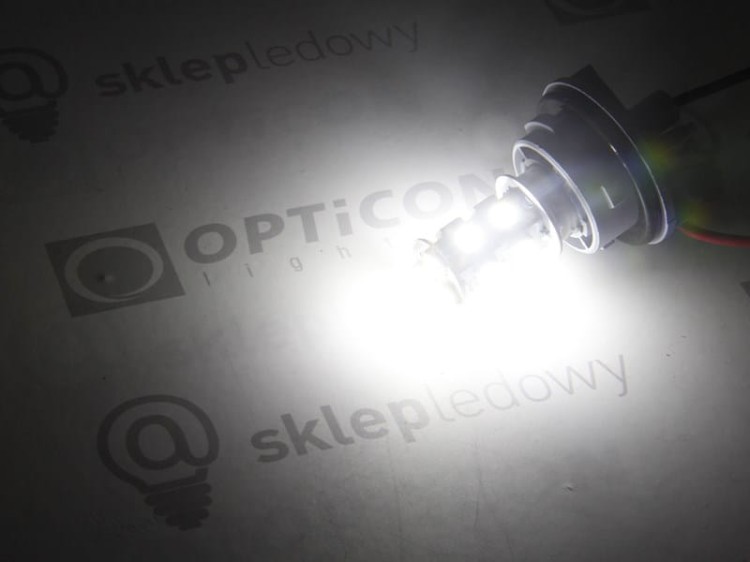  Żarówka Led R10W Ba15s 13x SMD5050 12V 24V DC Biały Zimny OPTICON PREMIUM