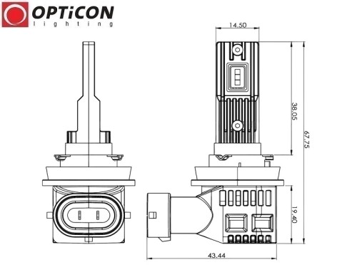 Żarówki Samochodowe LED H8 H9 H11 H16 20W 6000K 12V 24V DC OPTICON PREMIUM