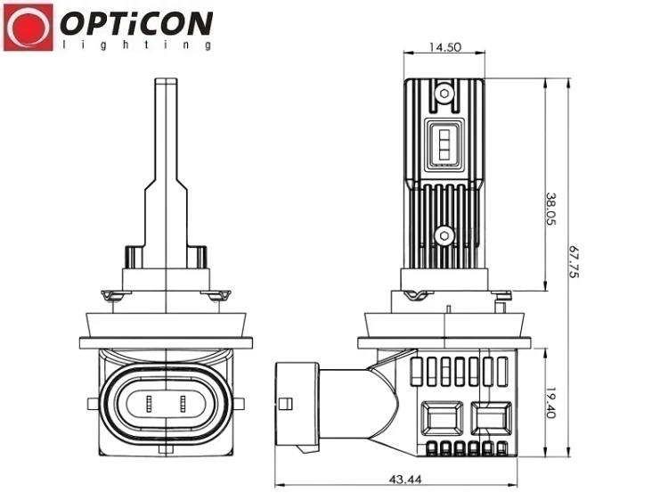 Żarówki Samochodowe LED H8 H9 H11 H16 20W 6000K 12V 24V DC OPTICON PREMIUM