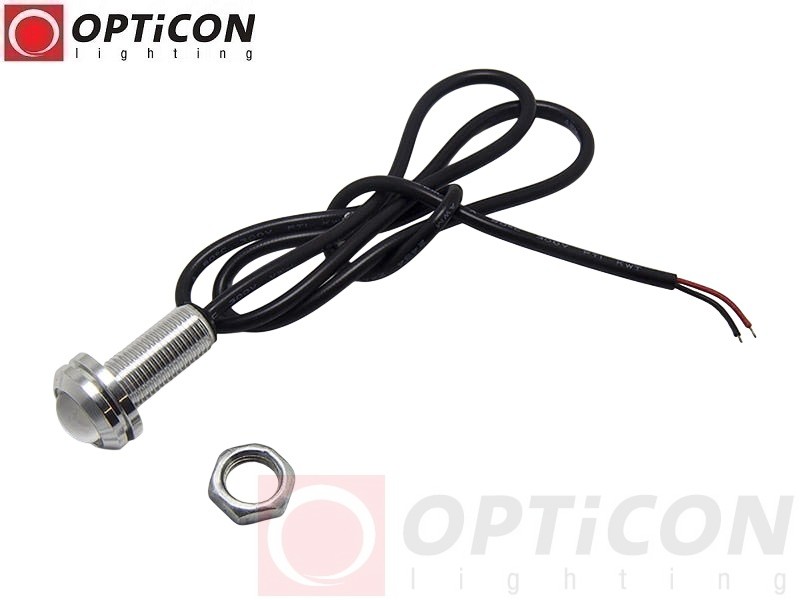 Moduł Oczko LED 1W 2x SMD 5630 12V DC 18mm Biały Zimny Srebrny z przewodem zasilającym