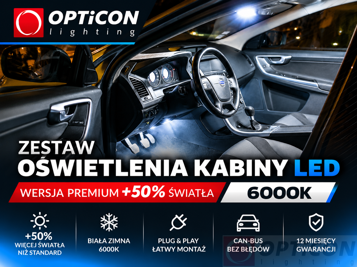 AUDI A4 B8 Avant - Zestaw oświetlenie kabiny LED 6000K Premium - 16 żarówek