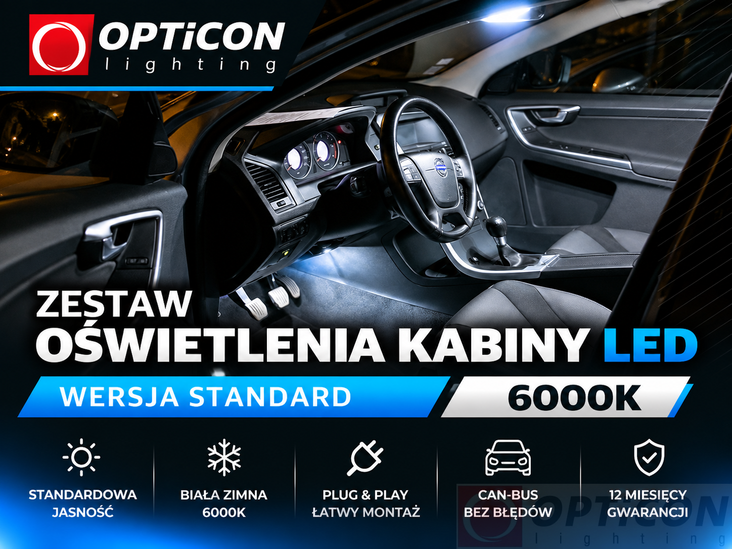 Skoda Octavia III - Zestaw oświetlenie kabiny LED Standard 6000K - 8 żarówek