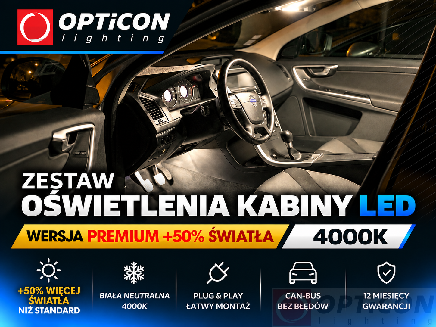 Subaru WRX - Zestaw oświetlenie kabiny LED 4000K Premium - 6 żarówek