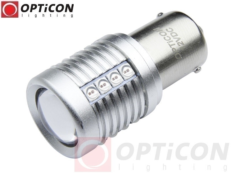 Żarówka Led P21W Ba15s 12V 20x SMD 3030 Czerwony CANBUS OPTICON PREMIUM