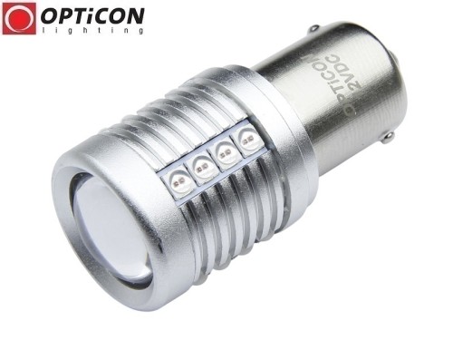 Żarówka Led P21W Ba15s 12V 20x SMD 3030 Czerwony CANBUS OPTICON PREMIUM