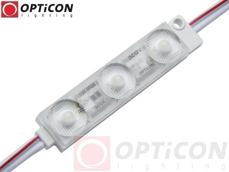 Moduł LED 12V 1W IP68 175st 3x SMD2835 Biały Zimny 7000K