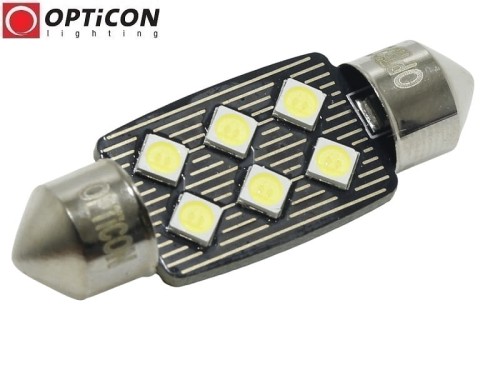 Żarówka Led C5W 36mm 12V DC 6x SMD 3030 Biały Neutralny 4500K CANBUS OPTICON