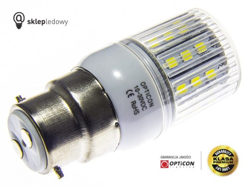 Żarówka Led B22 4W 30x SMD2835 10-30V DC 360st Biały Dzienny 4500K 12V 24V Opticon