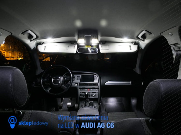 AUDI A6 C6 Sedan - Zestaw oświetlenie kabiny LED Premium - 14 żarówek