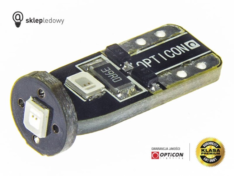 Żarówka Led W5W T10 3x SMD 2835 12V Zielony OPTICON PREMIUM 