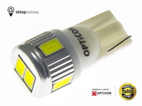 Żarówka Led W5W T10 6x SMD 5630 12V Biały Zimny 6000K OPTICON PREMIUM