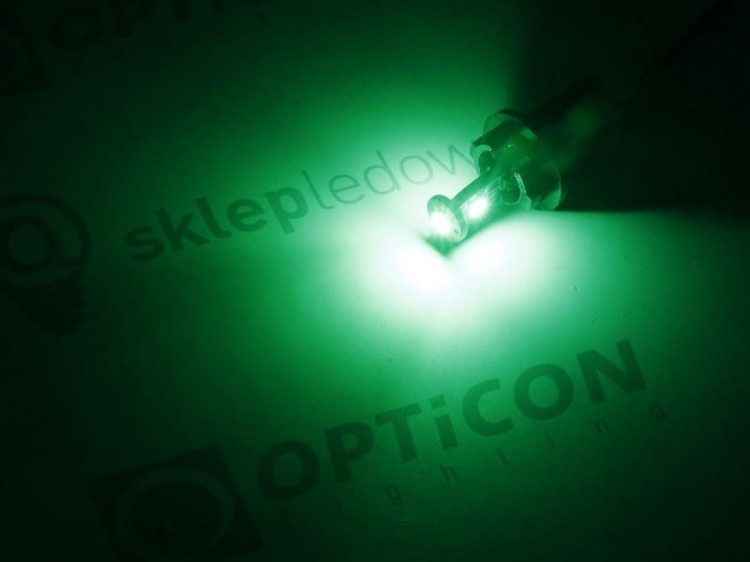Żarówka Led W5W T10 3x SMD 2835 12V Zielony OPTICON PREMIUM 