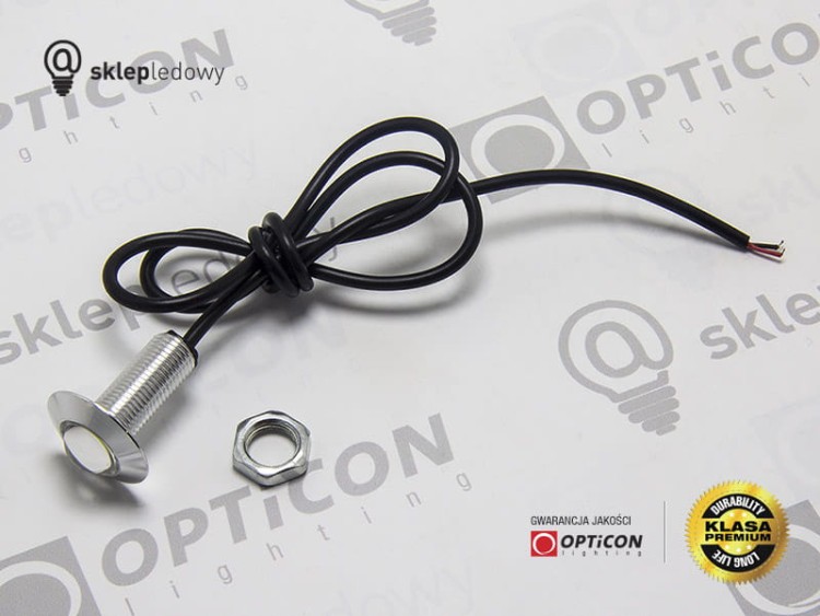 Moduł Oczko LED 1W COB SMD 12V DC Srebrny SLIM 23mm Biały Zimny z przewodem zasilającym