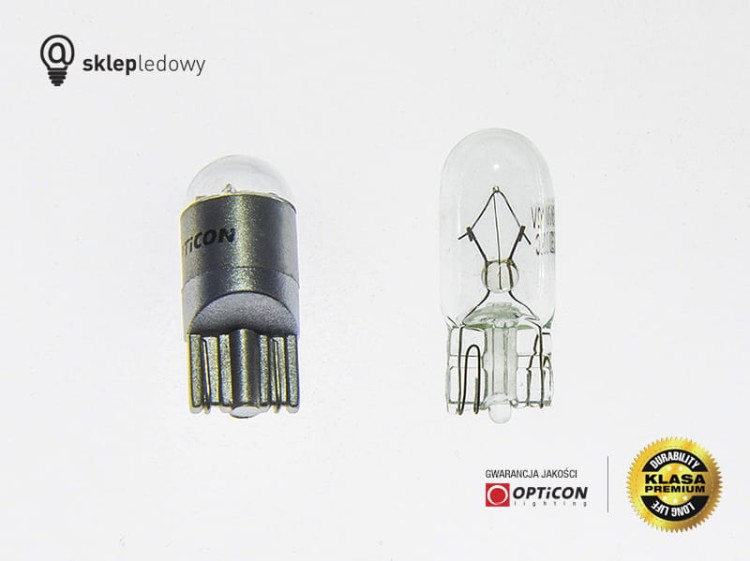 Żarówka Led W5W T10 1x SMD3030 12V Biały Zimny 6000K OPTICON PREMIUM