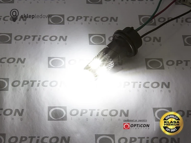 Żarówka Led W21W T20 7440 12x SMD 3020 12V Biały Zimny 6000K CANBUS OPTICON PREMIUM