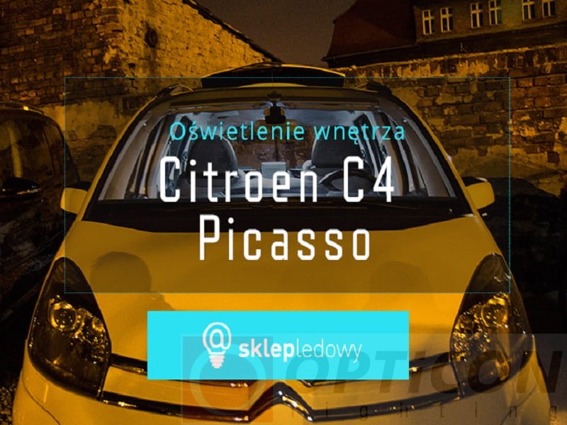 Citroen C4 Picasso - Zestaw oświetlenie kabiny LED Premium - 9 żarówek